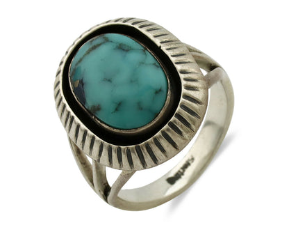 Navajo Ring .925 Silver Blue Southwest Turquoise Signed WR C.80's