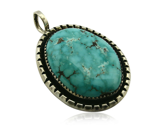 Navajo Pendant .925 Silver Kingman Turquoise Signed Artist Yazzie C.80's