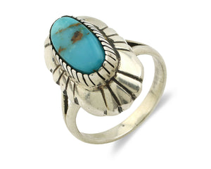 Navajo Ring .925 Silver Arizona Turquoise Signed M Montoya C.80's