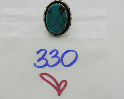Navajo Ring .925 Silver Natural Turquoise Artist Signed William Denetdale C.80s