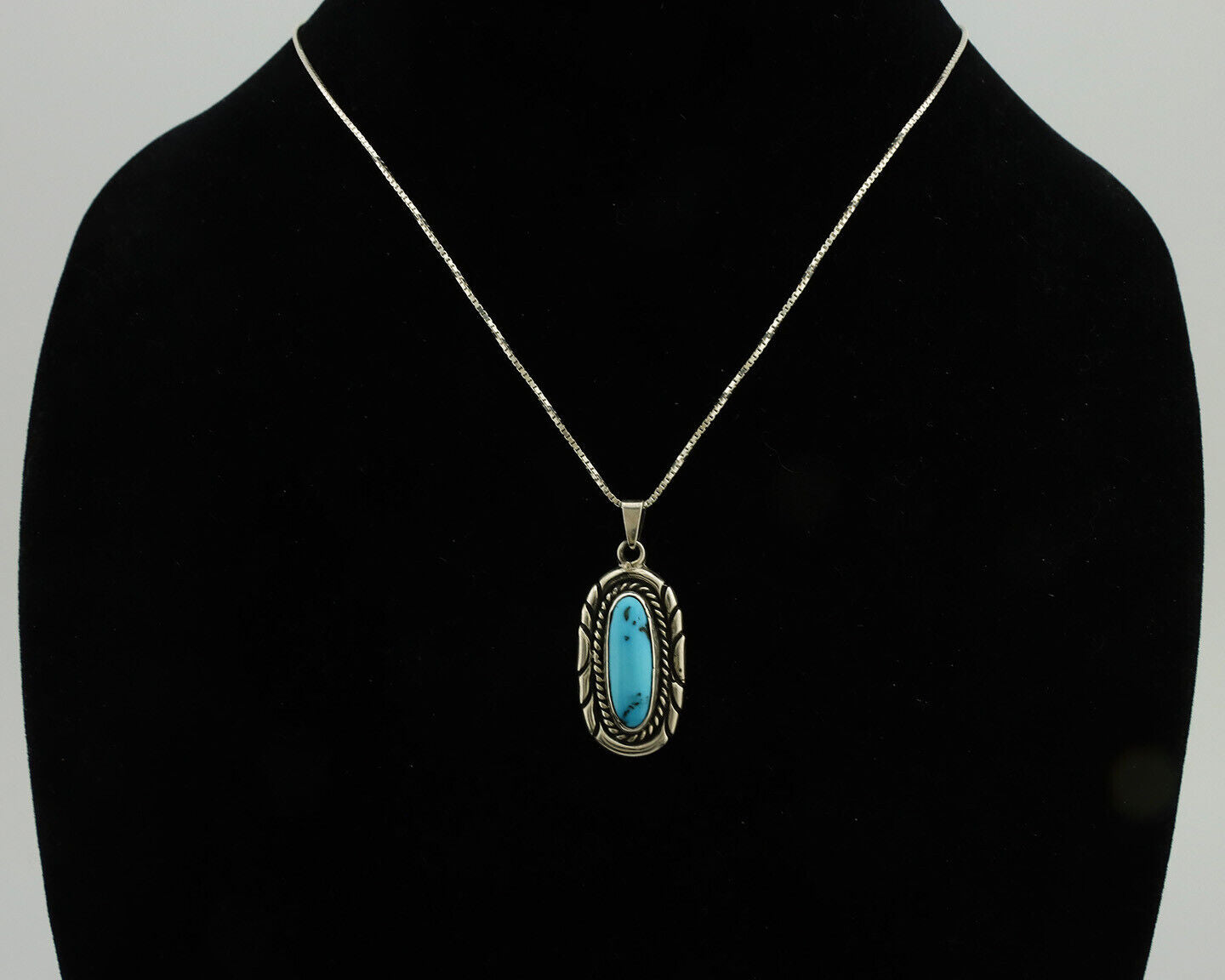 Navajo Necklace .925 Silver Sleeping Beauty Turquoise Signed M Montoya C.80's