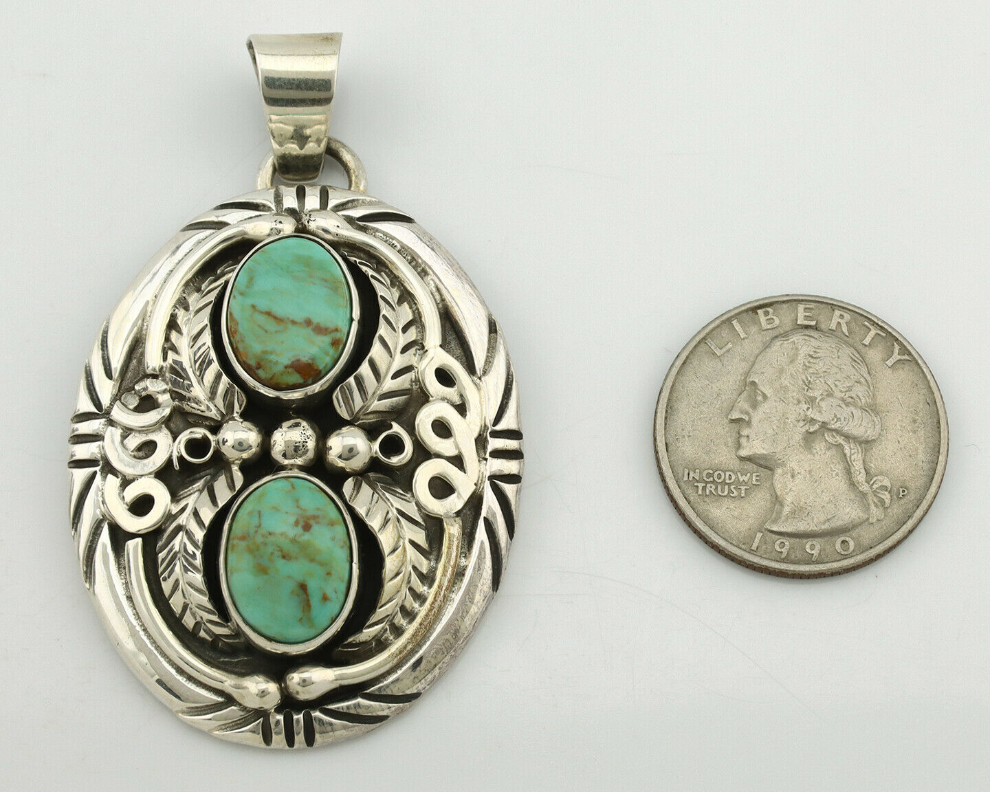 Navajo Necklace .925 Silver Kingman Turquoise Native American C.80's