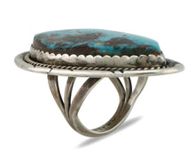 Navajo Ring 925 Silver Morenci Turquoise Artist Signed PLATERO C.80s