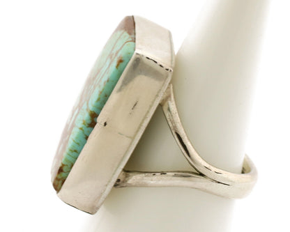 Navajo Ring .925 Silver Kingman Turquoise Artist Signed Gecko C.80's