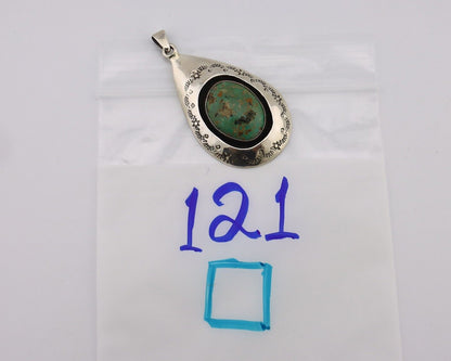 Navajo Pendant 925 Silver Natural Mined Turquoise Artist Signed MC C.80's