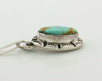 Navajo Necklace .925 Silver Arizona Turquoise Signed Gecko C.1980's