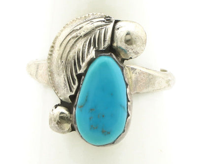 Zuni Ring 925 Silver Natural Mined Blue Turquoise Artist Signed Simplicio C.80's