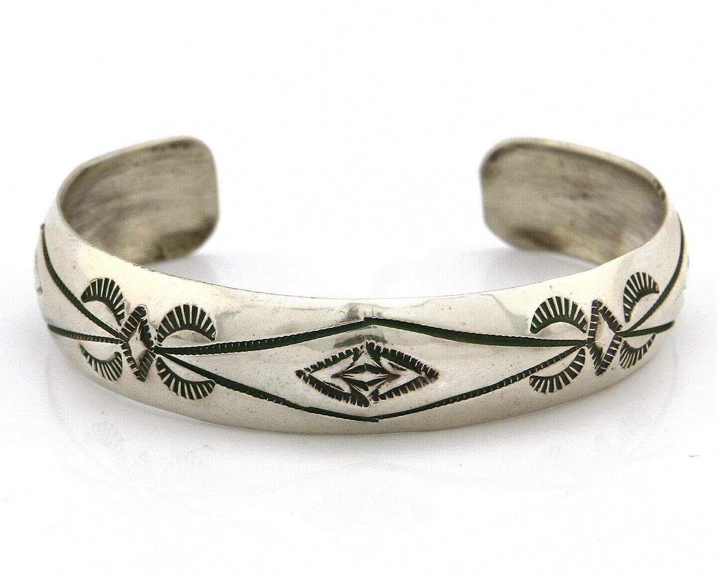 Navajo Bracelet .925 Silver Hand Stamped Artist Signed Tracy C.80's