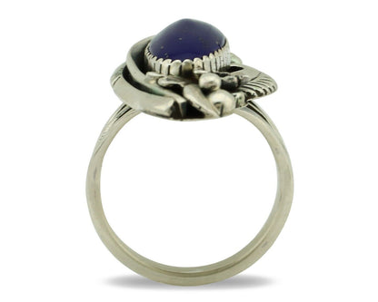 Zuni Ring 925 Silver Natural Lapis Lazuli Artist Signed Unknown C.80's