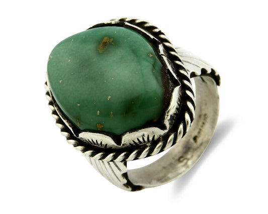 Navajo Turquoise Ring .925 Silver Handmade Signed Artist Spencer C.80's