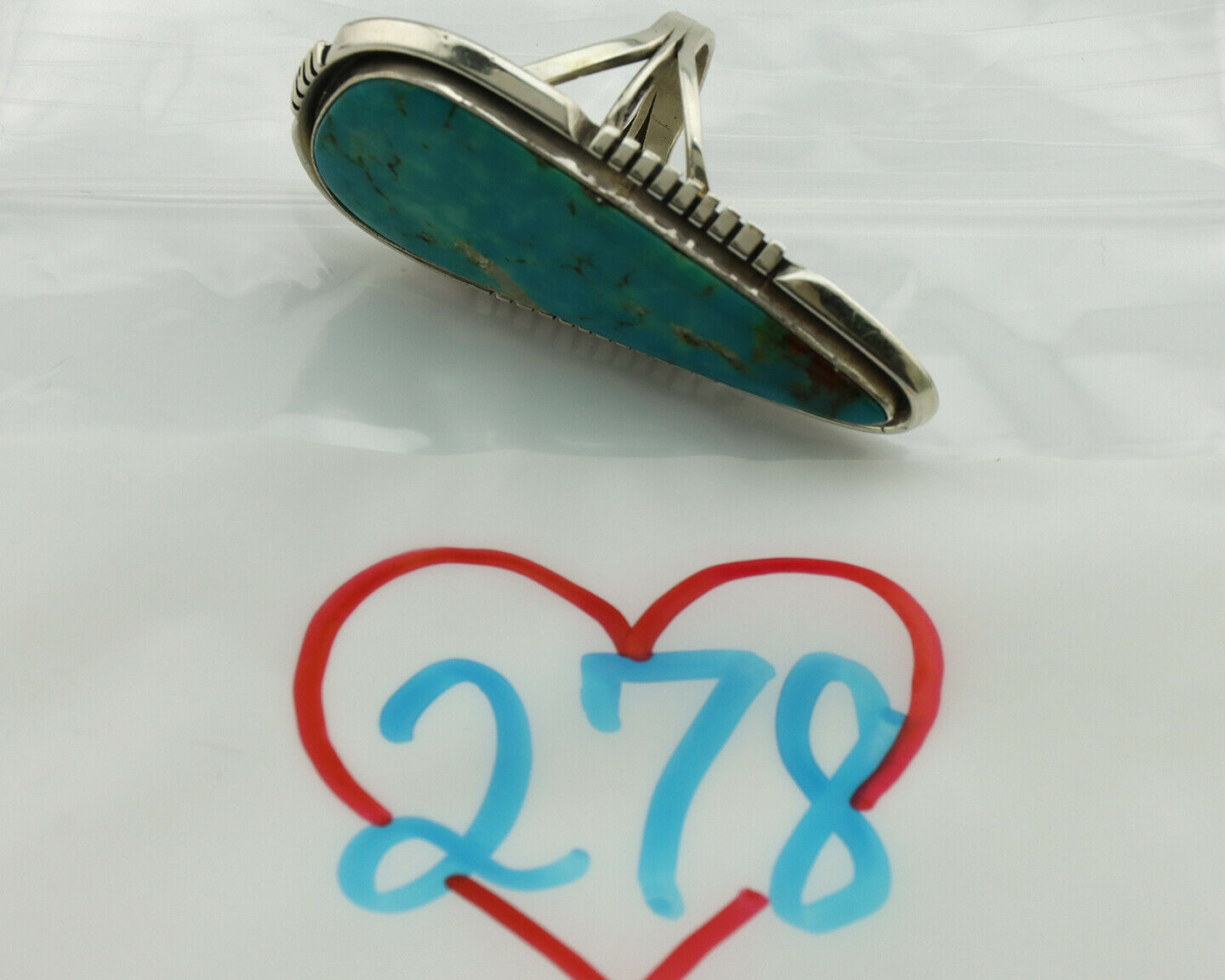 Navajo Ring .925 Silver Kingman Turquoise Signed Doug Zachary C.80's