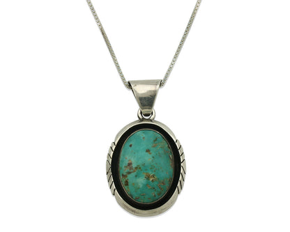 Navajo Necklace .925 Silver Kingman Turquoise Signed Setting Sun C.80's