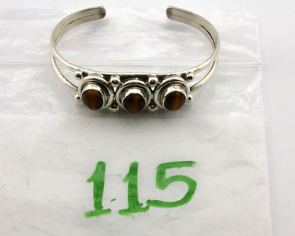 Navajo Bracelet .925 Silver Cats Eye Sapphire Gemstone Native Artist C80's