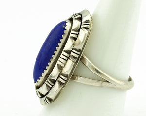 Navajo Handmade Ring 925 Silver Natural Lapis Lazuli Artist Signed RMJ C.80's