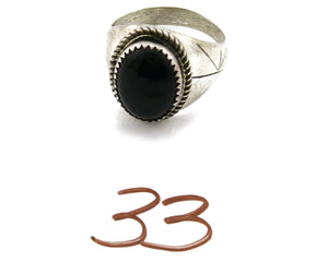 Women's Navajo Ring .925 SOLID Silver Hand Stamped Black Onyx Circa 1980's