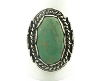 Navajo Ring .925 Silver Natural Aqua Turquoise Signed Apache C.80's