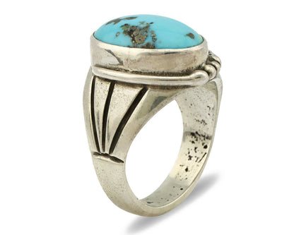 Navajo Ring .925 Silver Morenci Turquoise Native American Artist C.80's
