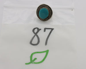 Navajo Ring .925 Silver Sleeping Beauty Turquoise Native American Artist C.1980s
