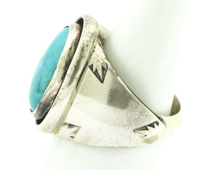 Navajo Blue Gem Turquoise Silver Artist Signed DZ C.80's