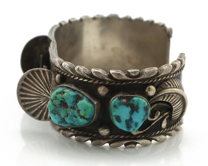 Navajo Cuff Watch Bracelet 925 Silver Blue Nugget Turquoise Native American C70s