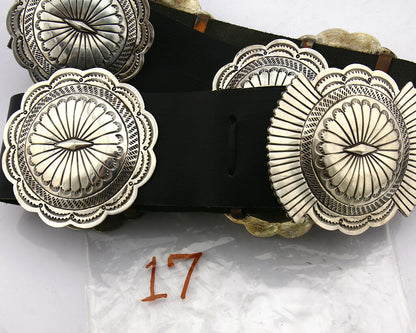 Navajo Concho Belt .925 Silver Hand Stamped Artist Suzie James C.80's