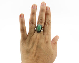 Navajo Ring .925 Silver Natural Turquoise Handmade Native American Artist C.80s