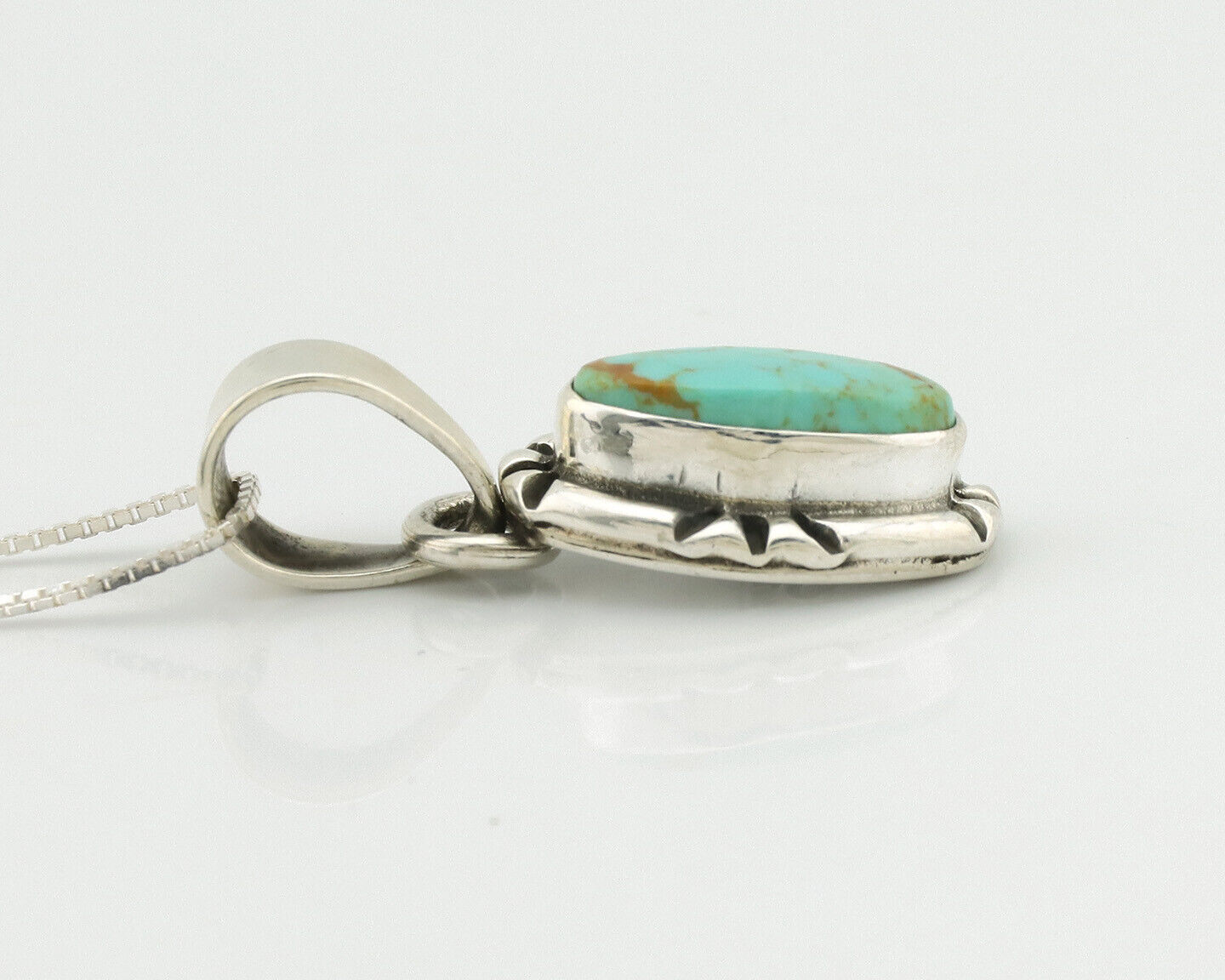 Navajo Necklace .925 Silver Arizona Turquoise Artist Gecko C.1980's