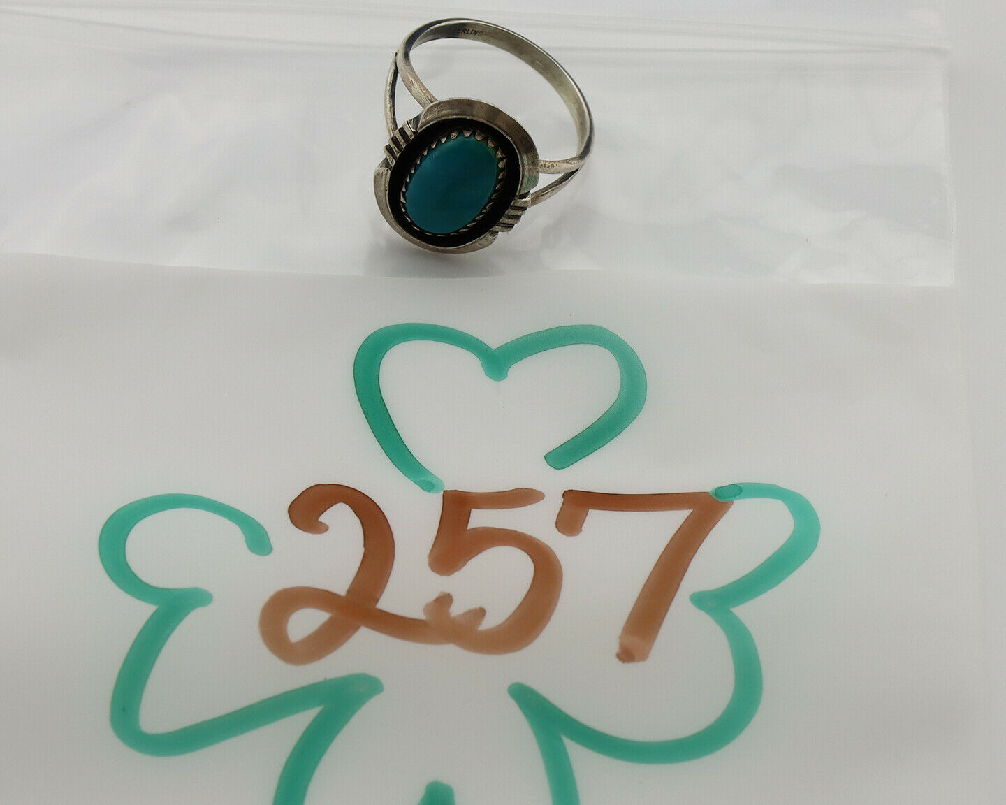 Navajo Ring .925 Silver Nevada Turquoise Native American Artist C.1980's