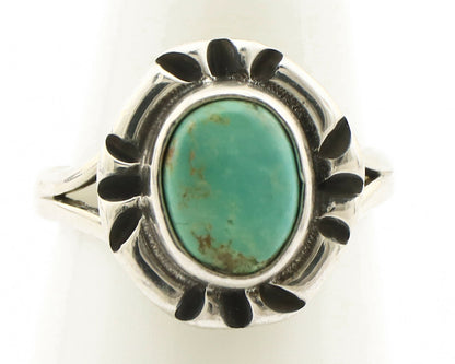 Navajo Ring .925 Silver Kingman Turquoise Artist Signed Gecko C.90's