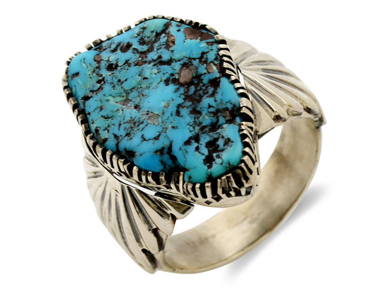 Navajo Ring .925 Silver Sleeping Beauty Turquoise Artist Signed DK C.80's