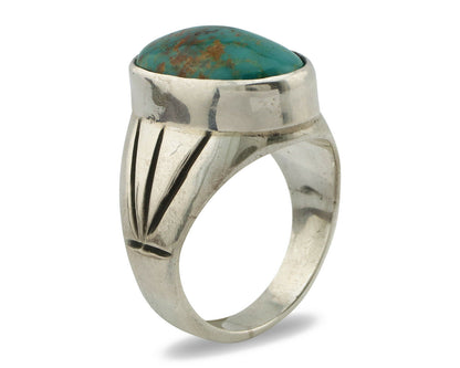 Navajo Ring .925 Silver Turquoise Mountain Native American Artist C.80's