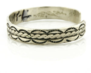 Navajo Bracelet .925 Silver Handmade Hand Stamped Signed Artist C Montoya C.80's