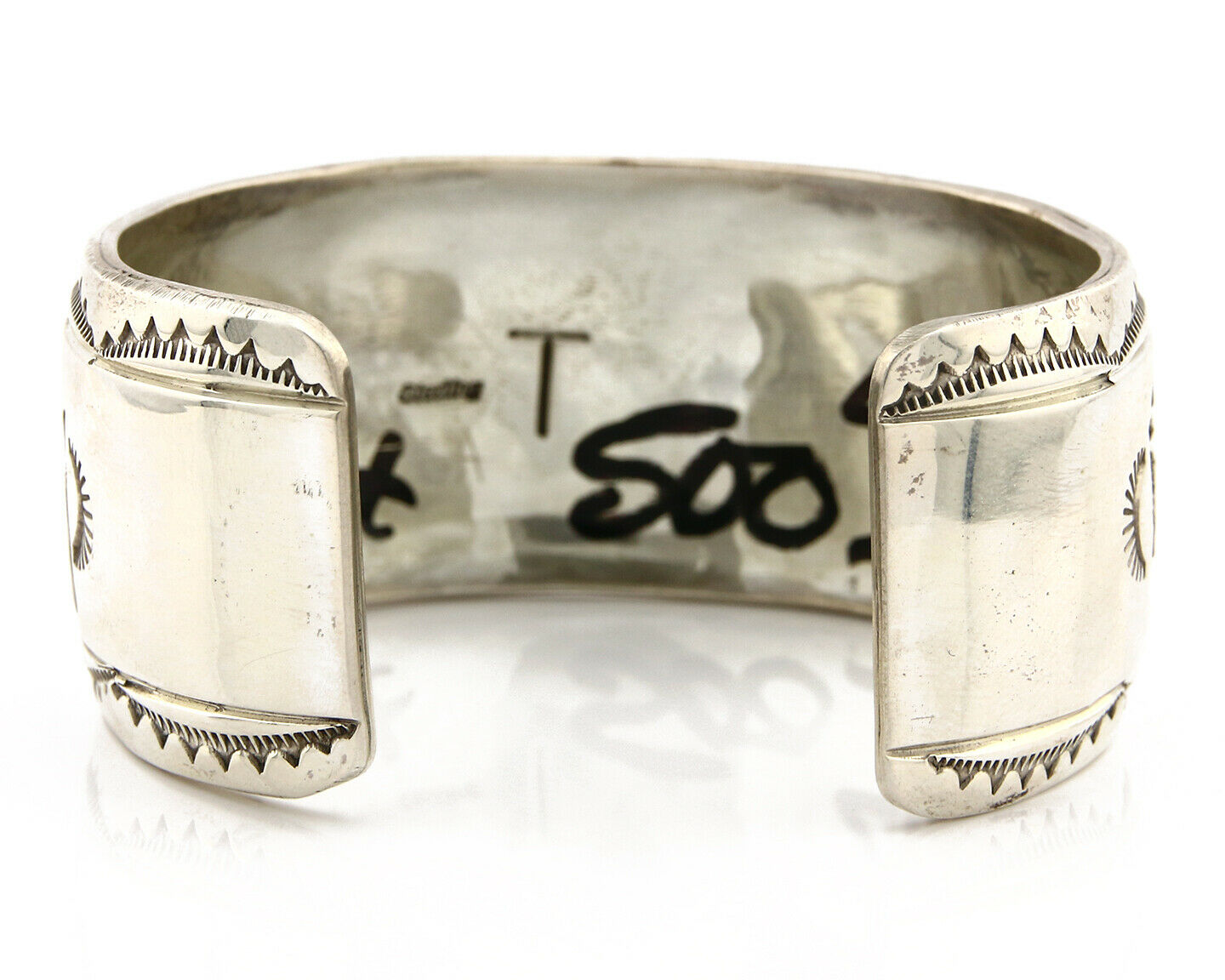 Navajo Bracelet .925 SOLID Silver Artist Signed Large T