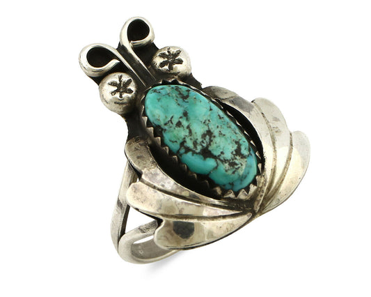 Navajo Ring .925 Silver Sleeping Beauty Turquoise Native Artist C.1980's