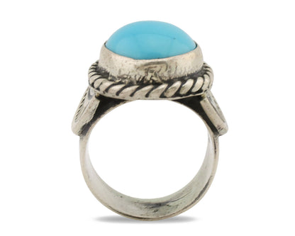 Navajo Ring .925 Silver Blue Turquoise Artist Signed C Montoya C.80's