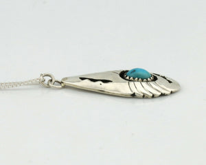 Navajo Pendant .925 Silver Blue Turquoise Native American C.80's