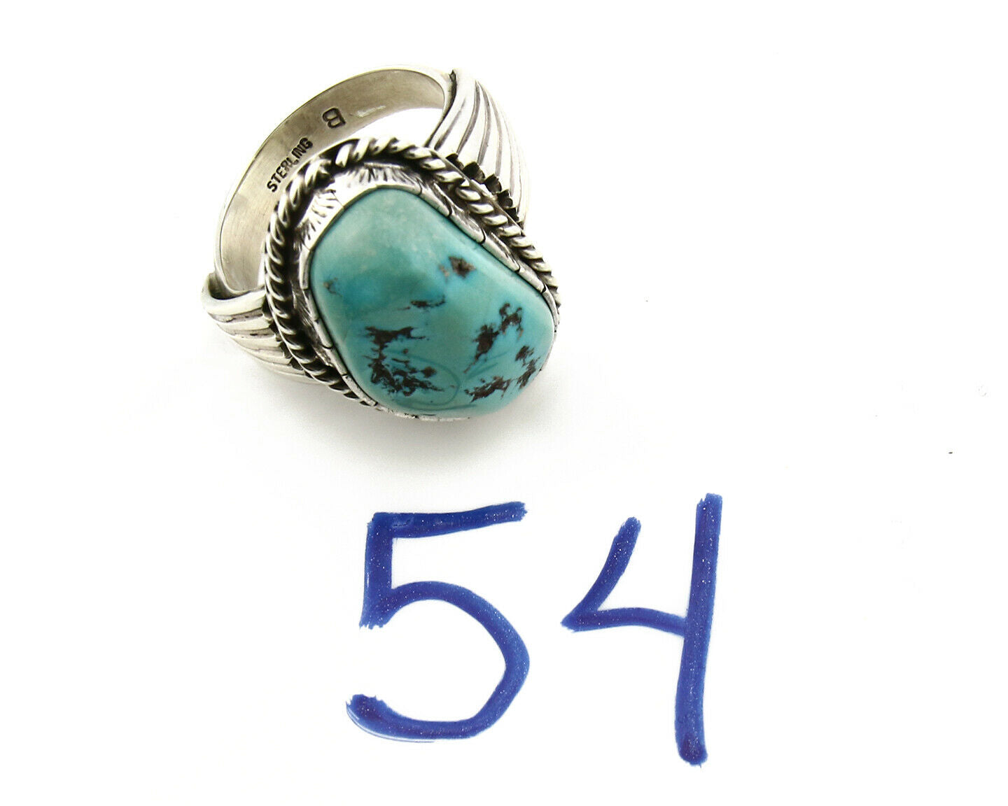 Navajo Turquoise Ring .925 Silver Handmade Signed Artist Begay C.80's