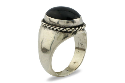 Navajo Ring .925 Silver Black Onyx Native American Artist C.80's