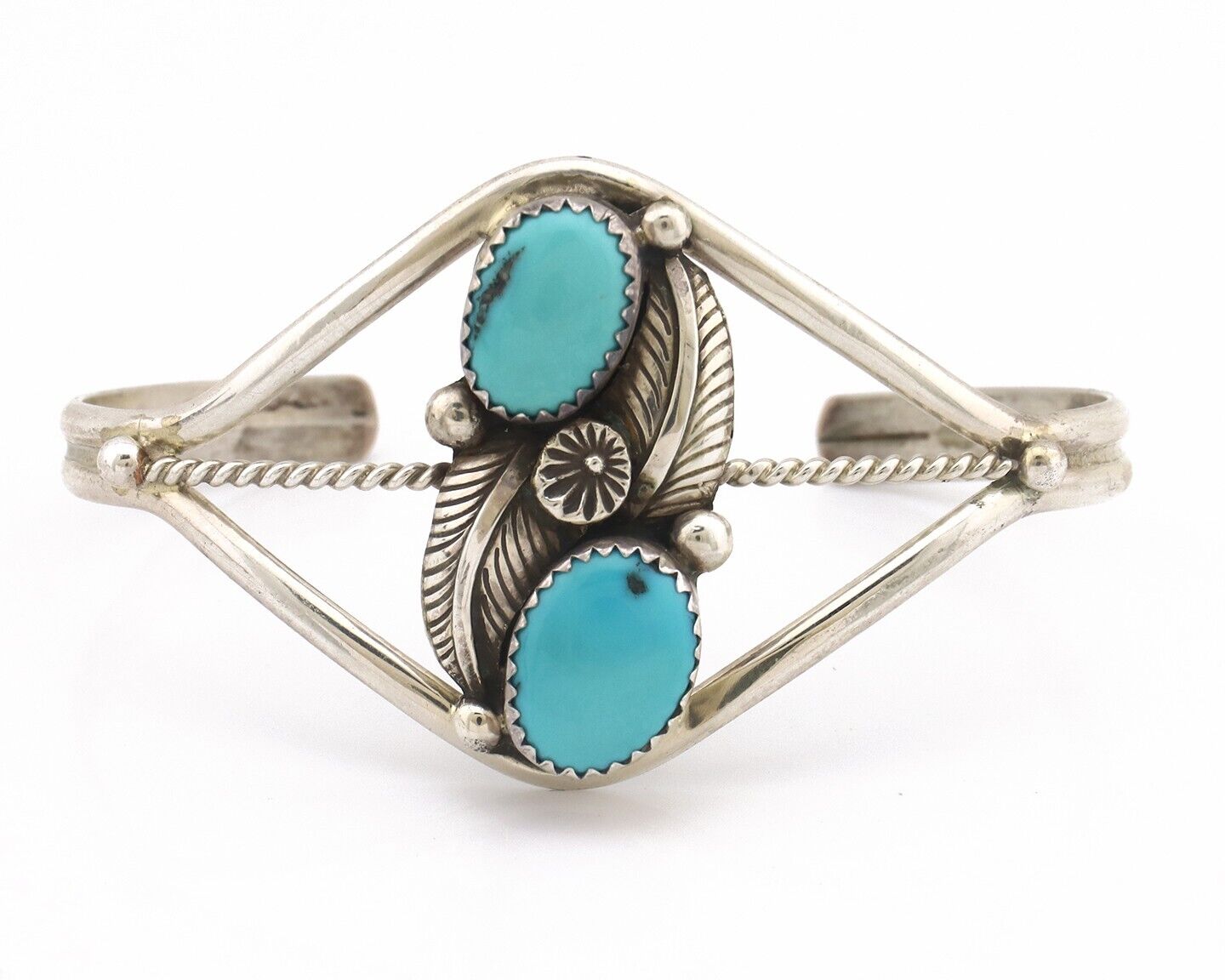 Navajo Bracelet 925 Silver Blue Turquoise Native American Artist Sgined Paul J