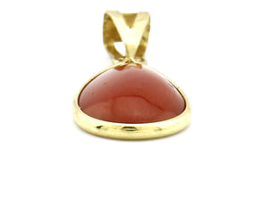 Women's Pendant 18k Yellow Gold Natural Red Mediterranean Coral