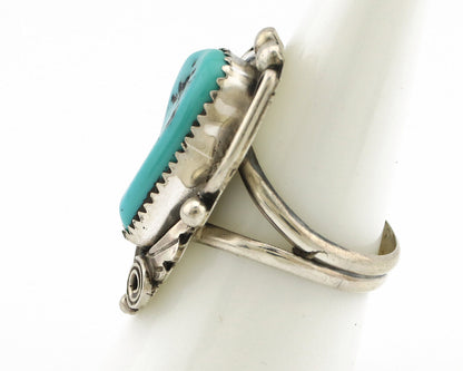 Navajo Ring 925 Silver Sleeping Beauty Turquoise Artist Signed Morris C.80's