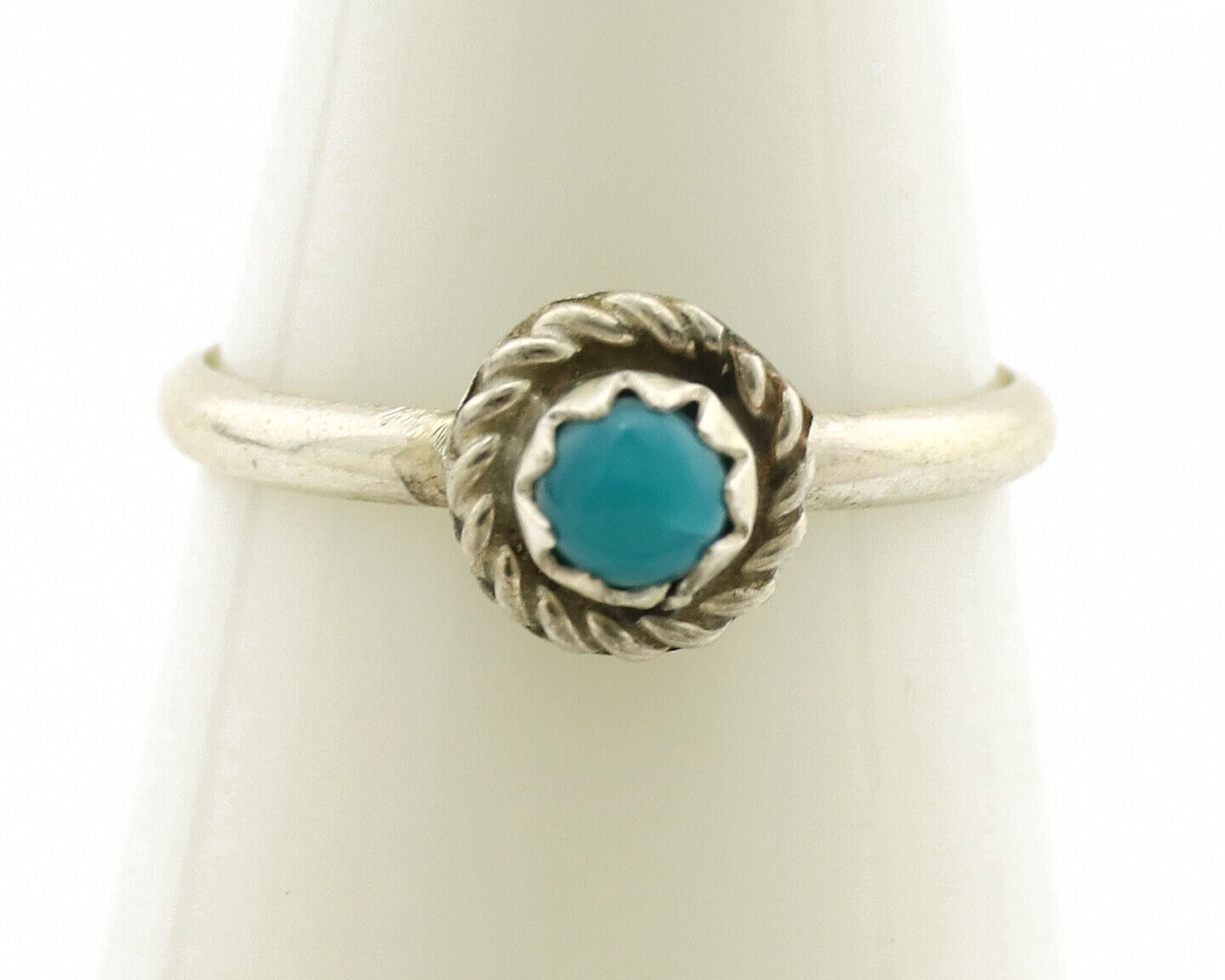 Navajo Ring .925 Silver Blue Turquoise Size 2.50 Native Artist C.1980s