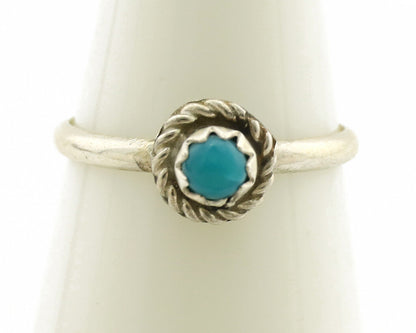 Navajo Ring .925 Silver Blue Turquoise Size 2.50 Native Artist C.1980s