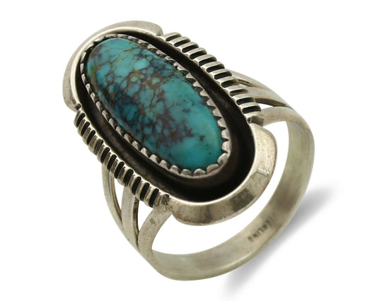 Navajo Ring .925 Silver Spiderweb Native American Artist Signed B C.1980's