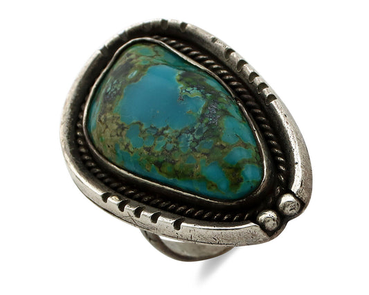 Navajo Ring 925 Silver Natural Turquoise Native Artist C.1980's