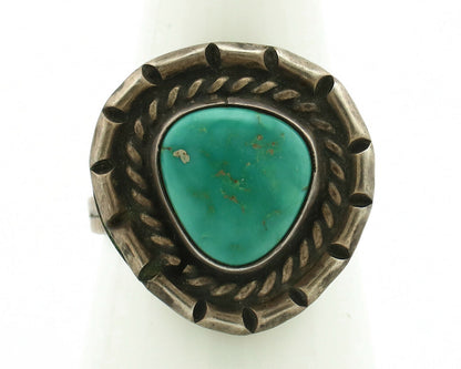Navajo Ring .925 Silver Green Turquoise Native American Artist C.80's