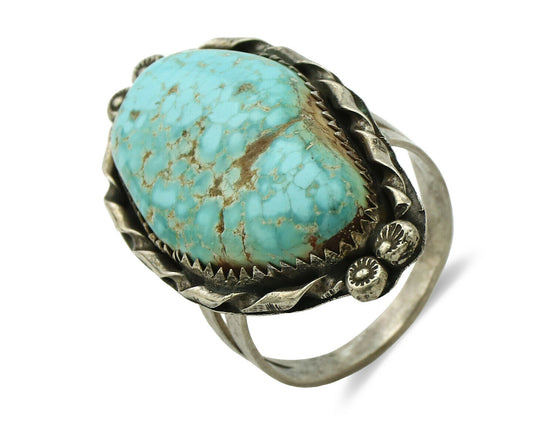 Navajo Ring .925 Silver #8 Turquoise Artist Signed James Martin C.80's