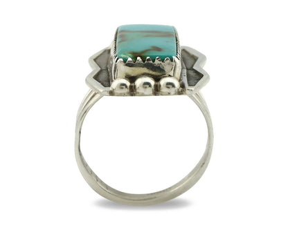 Navajo Ring .925 Silver Natural Aqua Turquoise Signed Apache C.80's