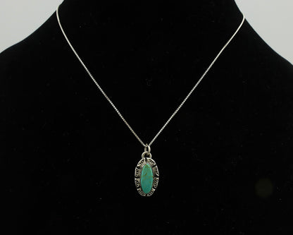 Navajo Necklace .925 Silver Arizona Turquoise Signed Gecko C.1980's