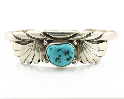 Navajo Bracelet 925 Silver Sleeping Beauty Turquoise Artist Signed M Montoya C80